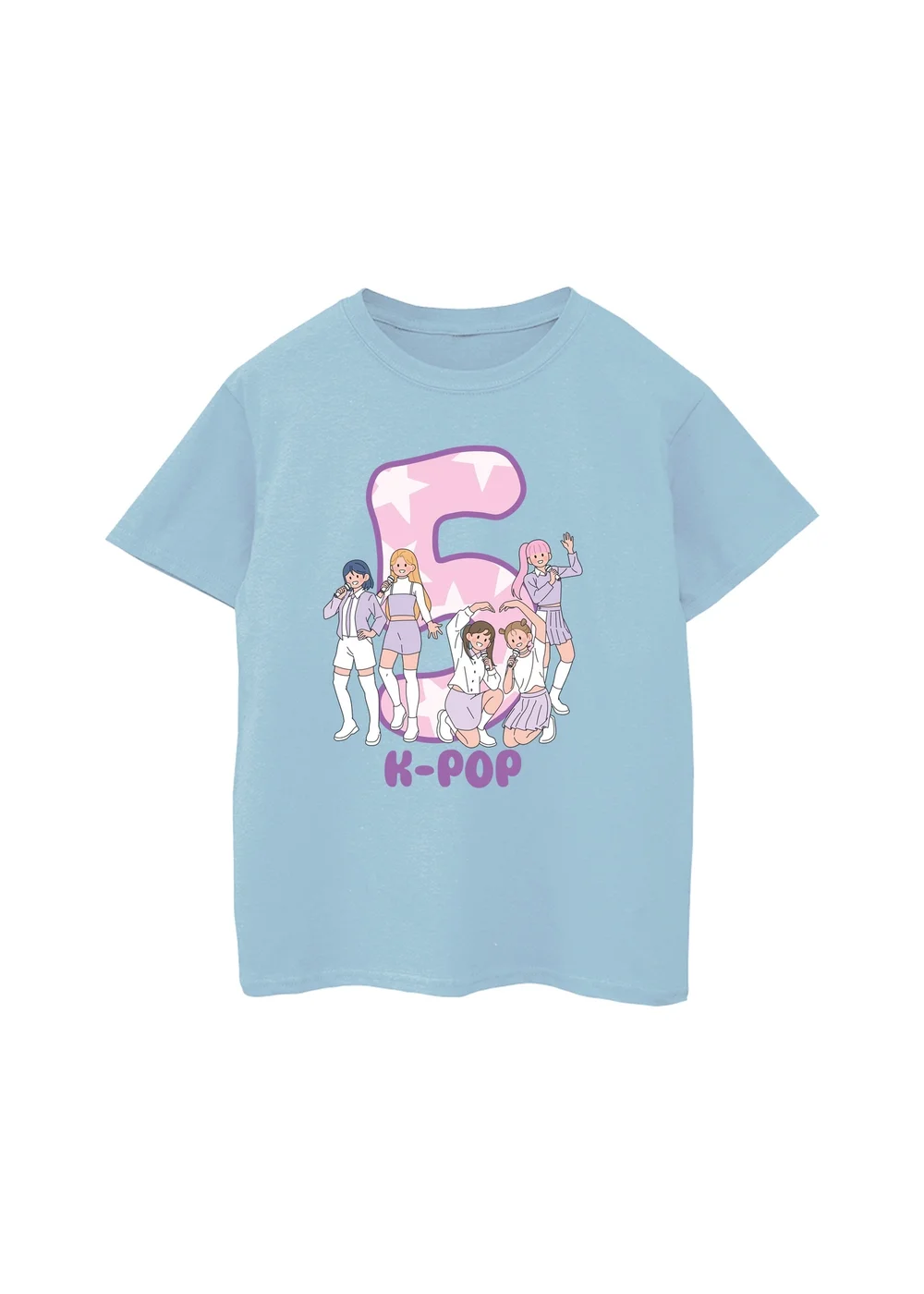 Ada & Ted K-Pop Birthday 5 Girls Baby Blue Graphic T-Shirt (3-6 Years) - 5-6 Yrs Image 1