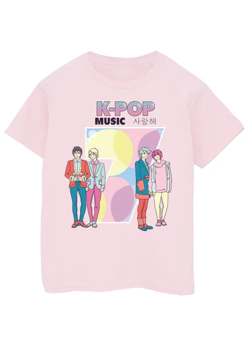 Ada & Ted K-Pop Music Birthday 7 Girls Pink Graphic T-Shirt (5-8 Years) - 7-8 Yrs Image 1
