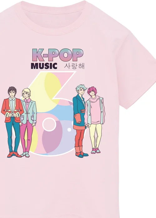 Ada & Ted K-Pop Music Birthday 6 Girls Pink Graphic T-Shirt (5-8 Years) - 7-8 Yrs Image 2