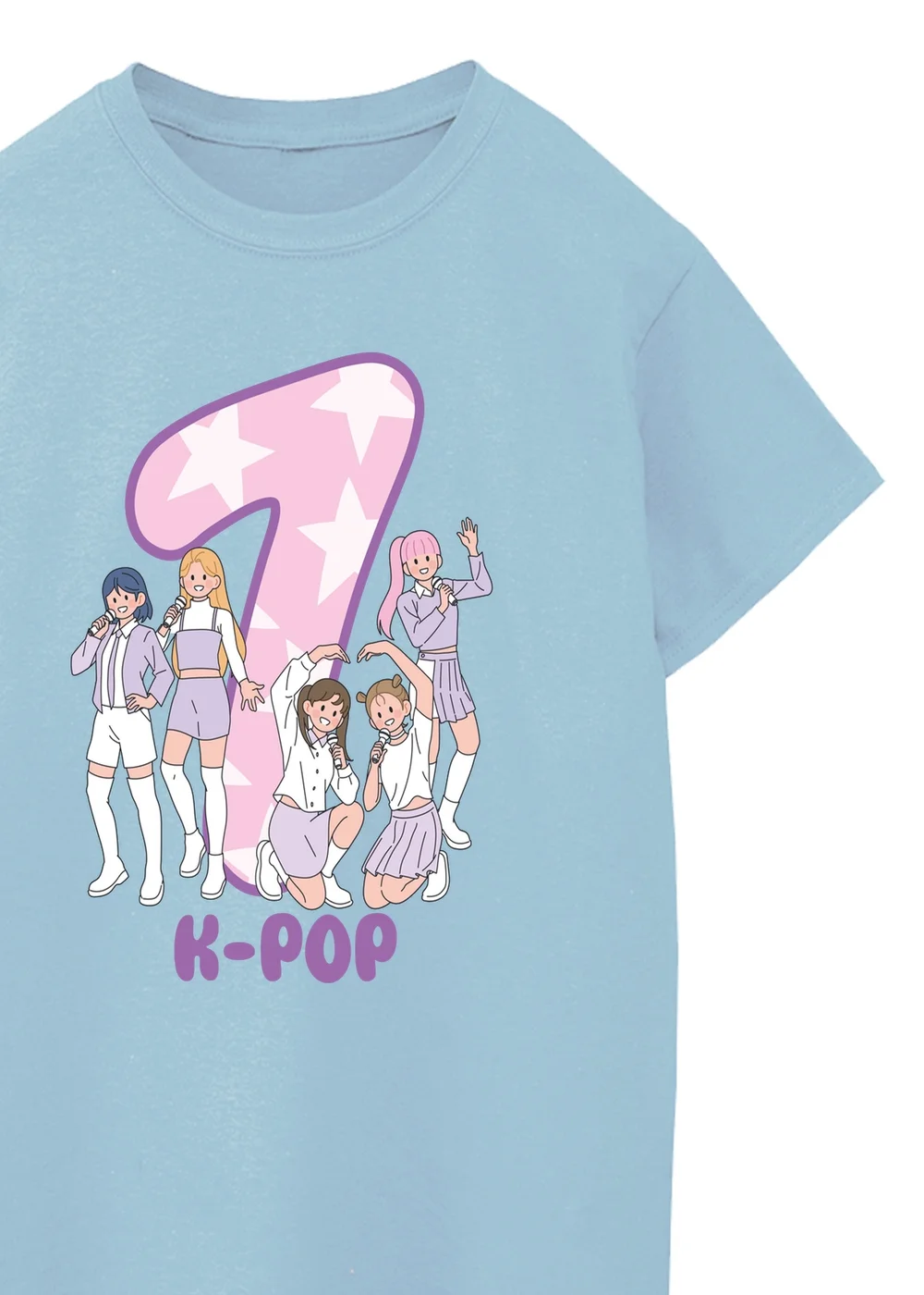 Ada & Ted K-Pop Birthday 7 Girls Baby Blue Graphic T-Shirt (5-8 Years) - 7-8 Yrs Image 2