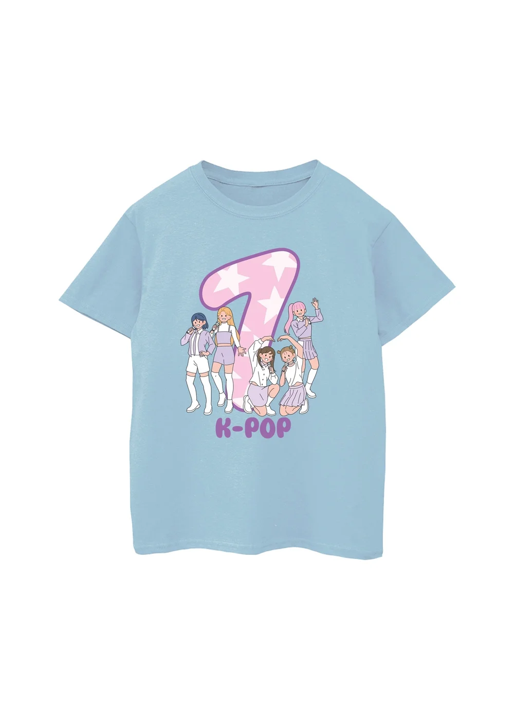 Ada & Ted K-Pop Birthday 7 Girls Baby Blue Graphic T-Shirt (5-8 Years) - 7-8 Yrs Image 1