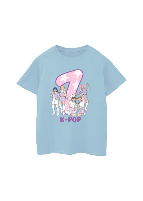 Ada & Ted K-Pop Birthday 7 Girls Baby Blue Graphic T-Shirt (5-8 Years) - 7-8 Yrs Image 1