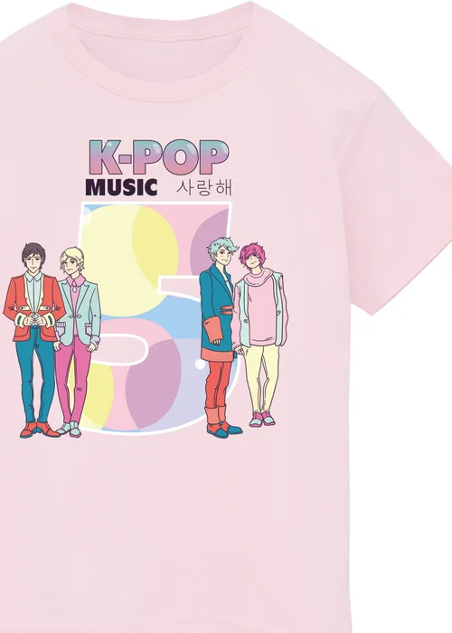 Ada & Ted K-Pop Music Birthday 5 Girls Pink Graphic T-Shirt (3-6 Years) - 5-6 Yrs Image 2
