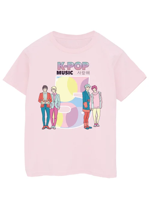 Ada & Ted K-Pop Music Birthday 5 Girls Pink Graphic T-Shirt (3-6 Years) - 5-6 Yrs Image 1