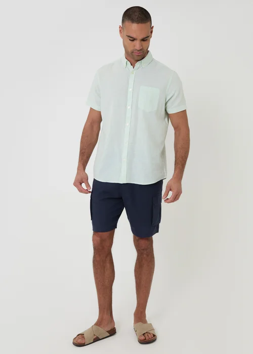 Threadbare Mint Cotton-Linen Blend Short-Sleeve Shirt - L Image 3