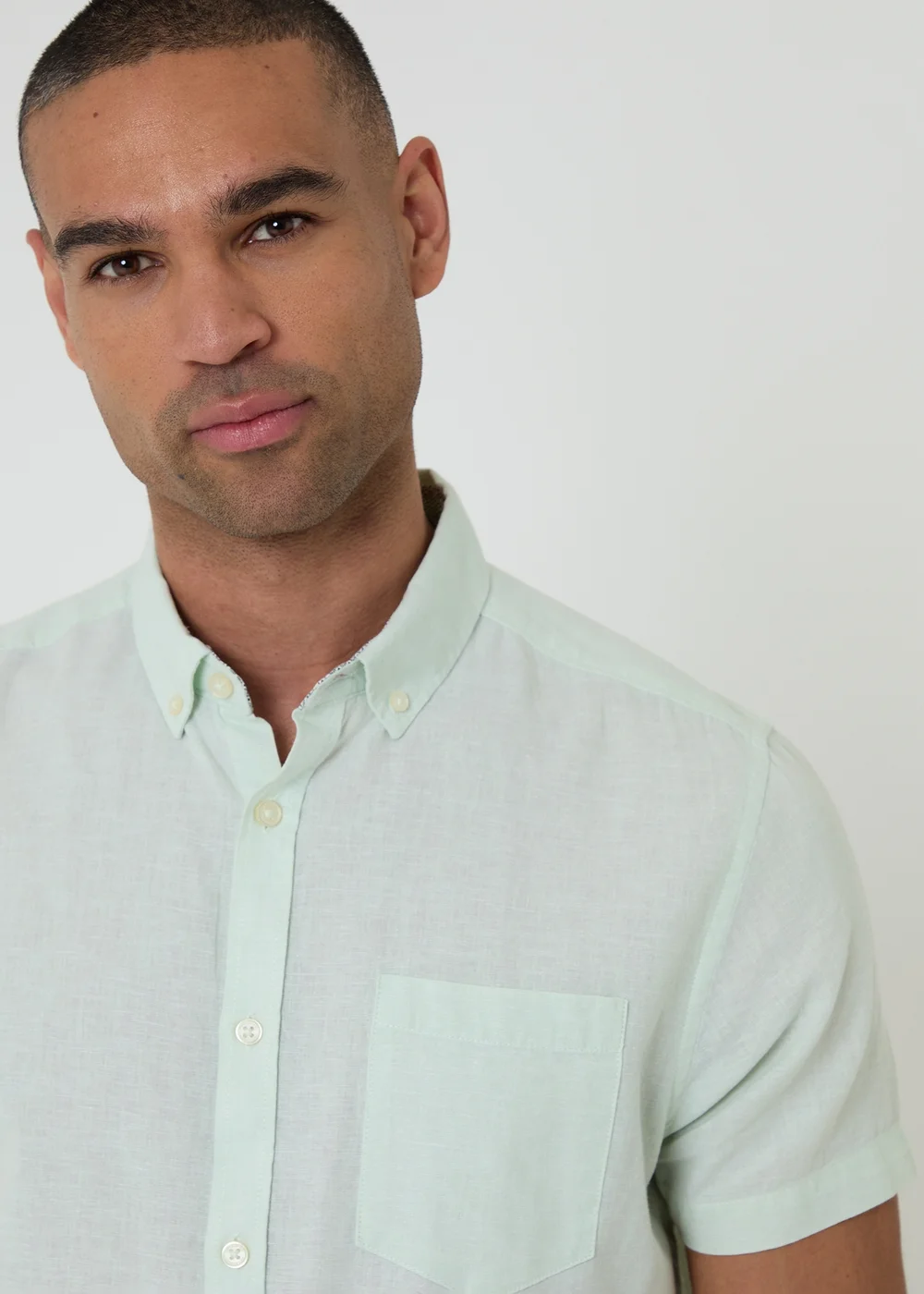 Threadbare Mint Cotton-Linen Blend Short-Sleeve Shirt - L Image 4