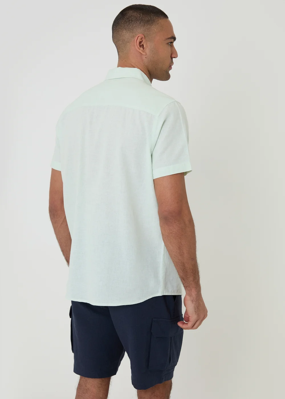 Threadbare Mint Cotton-Linen Blend Short-Sleeve Shirt - L Image 2