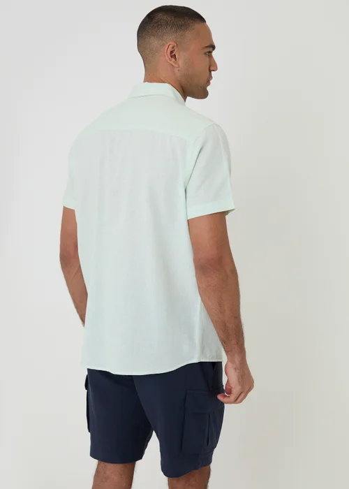 Threadbare Mint Cotton-Linen Blend Short-Sleeve Shirt - L Image 2