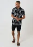 Threadbare Black Leaf Print Short Sleeve Shirt - XL Image 3