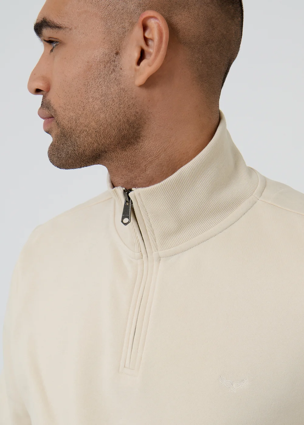 Threadbare Beige Quarter Zip Sweatshirt - 2XL Image 4