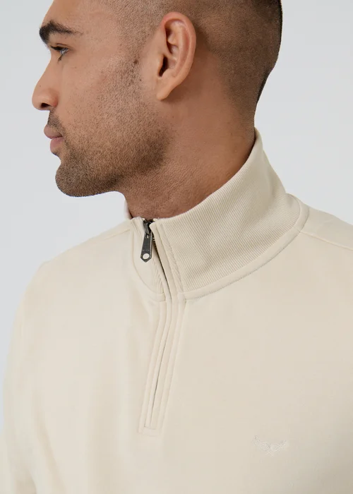 Threadbare Beige Quarter Zip Sweatshirt - 2XL Image 4