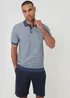 Threadbare Blue Textured Stripe Short Sleeve Knitted Polo - XL Image 1