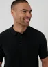 Threadbare Black Basket Stitch Short Sleeve Knitted Polo - S Image 4