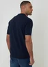 Threadbare Navy Basket Stitch Short Sleeve Knitted Polo - 2XL Image 2