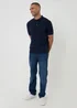 Threadbare Navy Basket Stitch Short Sleeve Knitted Polo - 2XL Image 3