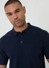 Threadbare Navy Basket Stitch Short Sleeve Knitted Polo - 2XL Image 4