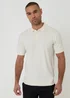 Threadbare Natural Basket Stitch Short Sleeve Knitted Polo - XL Image 1