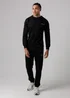 Firetrap Black Cotton Rich Brushed Fleece Crew Neck Sweatshirt With Logo Strip Sleeves - S Image 4