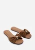 Where's That From Arc Ruched Buckle Cognac Suede Slide On Sandal - 6 Image 2
