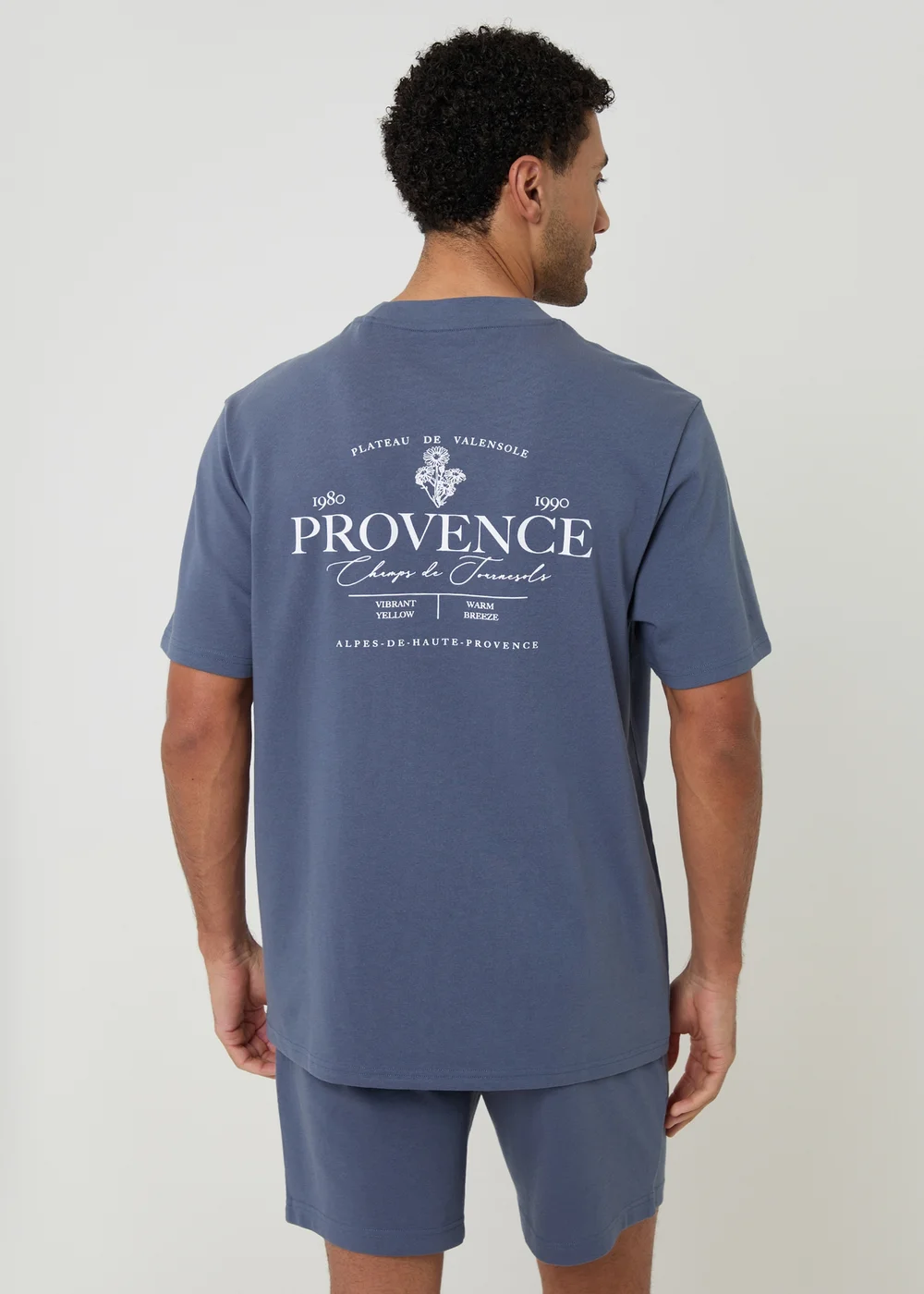 Threadbare Blue Cotton Grandad Pyjama Top & Shorts - S Image 2