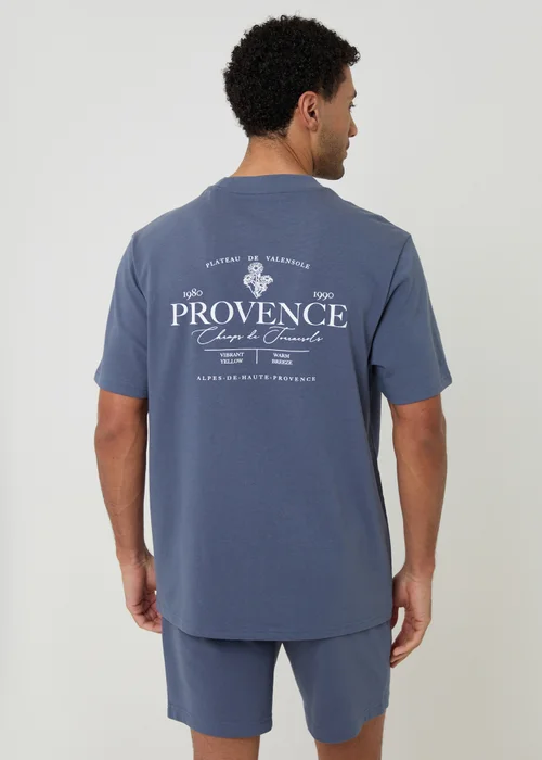 Threadbare Blue Cotton Grandad Pyjama Top & Shorts - S Image 2