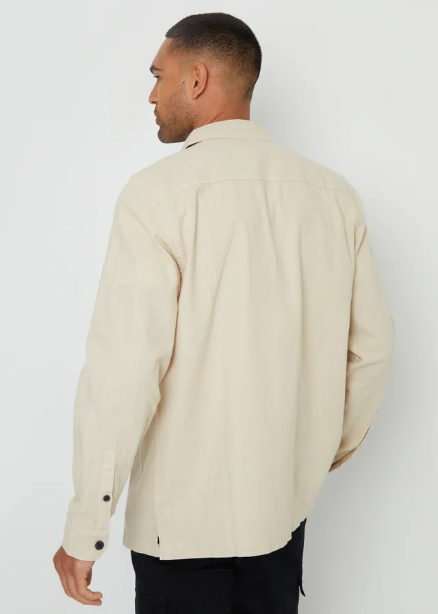 Threadbare Stone Linen Blend Lightweight Shacket
