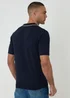 Threadbare Navy Knitted Contrast Tipping Trophy Neck Polo - L Image 2