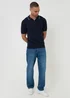 Threadbare Navy Knitted Contrast Tipping Trophy Neck Polo - L Image 3