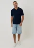 Threadbare Navy Knitted Short Sleeve Trophy Neck Polo - 2XL Image 3