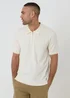 Threadbare Natural Cable Knit Quarter Zip Polo - 2XL Image 1