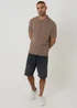 Threadbare Taupe Cable Knit Quarter Zip Polo - 2XL Image 3