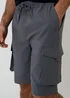 Threadbare Charcoal Elasticated Waist Stretch Cargo Shorts - M Image 4