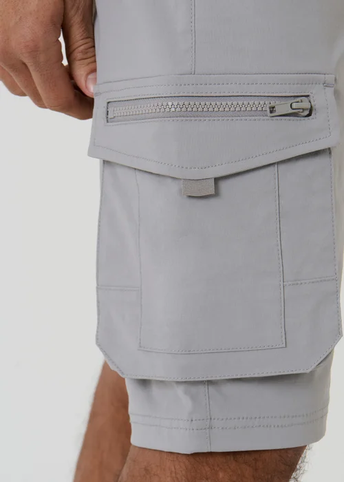Threadbare White Elasticated Waist Stretch Cargo Shorts - S Image 5