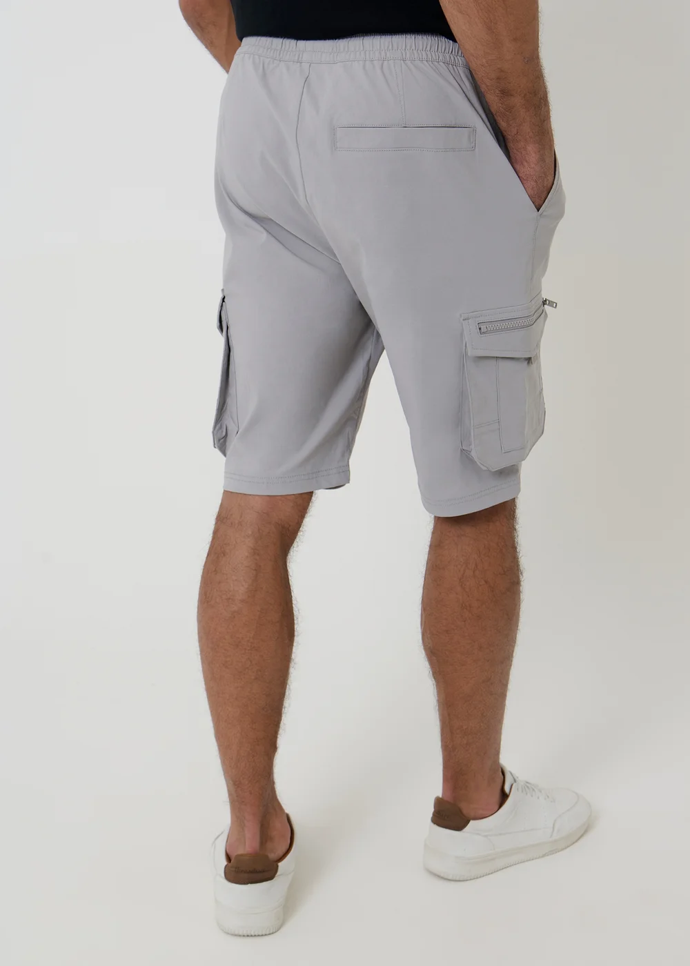 Threadbare White Elasticated Waist Stretch Cargo Shorts - S Image 2