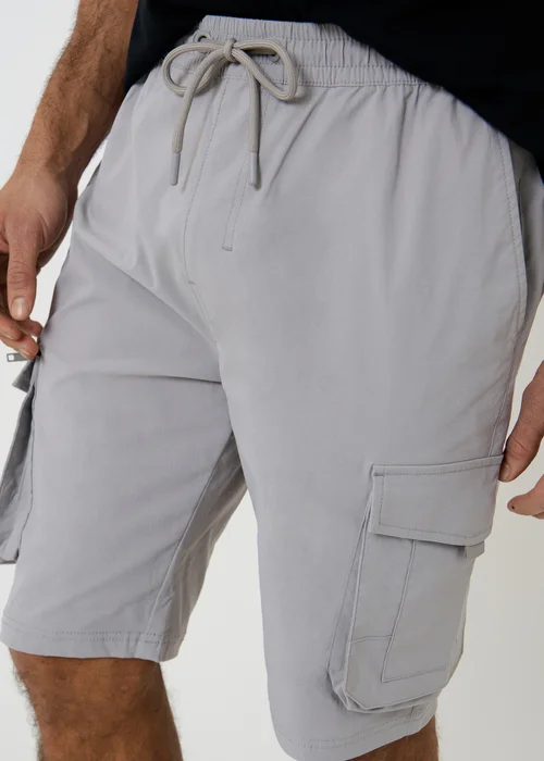 Threadbare White Elasticated Waist Stretch Cargo Shorts - S Image 4