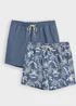 Threadbare Blue 2-Pack Tropical Print Quick Dry Swim Shorts - XL Image 1