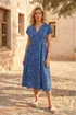 Roman Blue Leaf Print Button Midi Dress - 20 Image 1