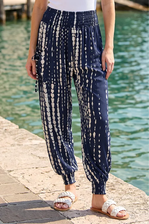 Roman Navy Elastic Waist Animal Hareem Lounge Pants - 18 Image 2