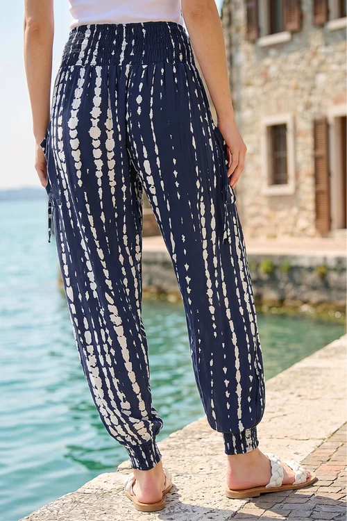 Roman Navy Elastic Waist Animal Hareem Lounge Pants - 18 Image 3