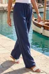 Roman Navy Linen Blend Wide Leg Trouser - 14 Image 1