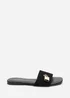 Where's That From Solana Gold Trim Flat Black Suede Slide On Sandal - 8 Image 2
