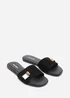 Where's That From Solana Gold Trim Flat Black Suede Slide On Sandal - 8 Image 4
