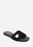 Where's That From Solana Gold Trim Flat Black Suede Slide On Sandal - 8 Image 3