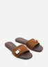 Where's That From Solana Gold Trim Cognac Suede Slide On Sandal - 6 Image 4