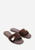 Where's That From Solana Gold Trim Dark Brown Suede Slide On Sandal - 5 Image 3