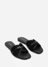 Where's That From Mariva Cross Over Buckle Black Suede Slide On Sandal - 8 Image 3