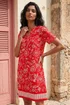 Roman Red Paisley Print Linen Blend Shift Dress - 12 Image 1