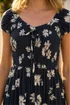 Roman Black Shirred Floral Sweetheart Neck Dress - 14 Image 4