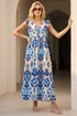 Roman Navy Abstract Print Frill Detail Midi Dress - 10 Image 3
