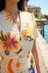 Roman Ivory Petite Sunburst Print Tiered Dress - 16 Image 3
